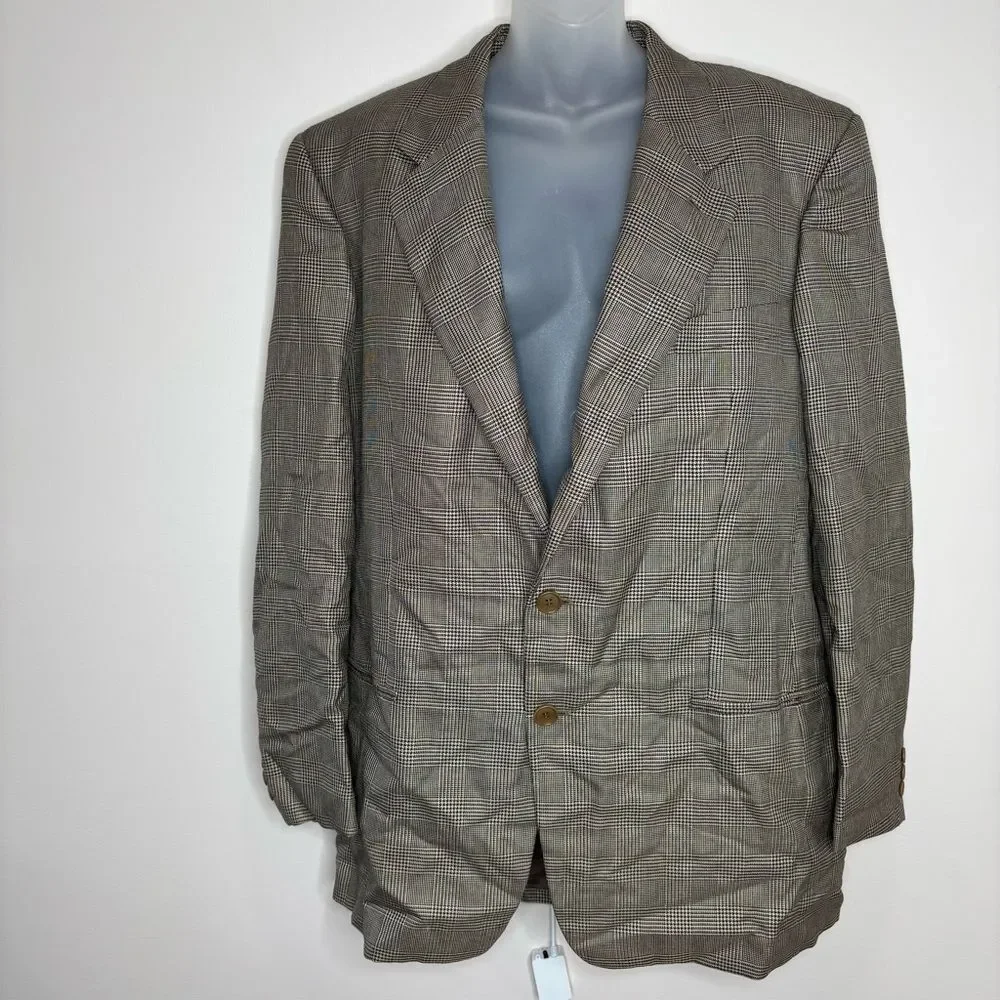 Vintage Giorgio Armani Suit Coat Size 44 Silk Wool Blazer Italian Made tan brown